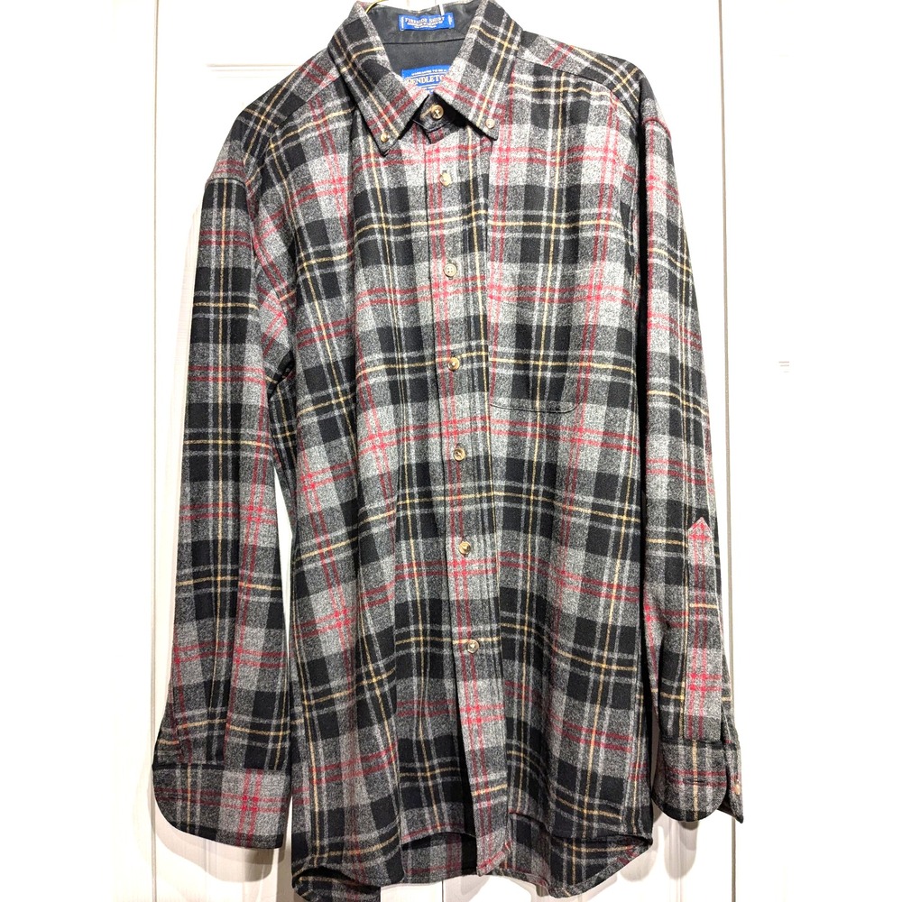 Pendleton Fireside Shirt Mens M Washable USA Virgin Wool MacPherson Tartan Flaw
